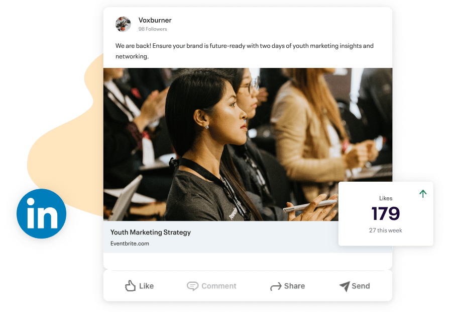 Picture showing Eventbrite's integration with LinkedIn