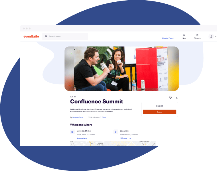 Picture showing event listing page of Eventbrite